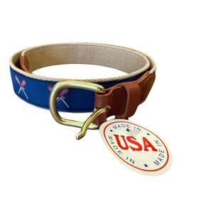 New Leather Man Ltd. Lacrosse canvas Leather Belt size 36 NWT